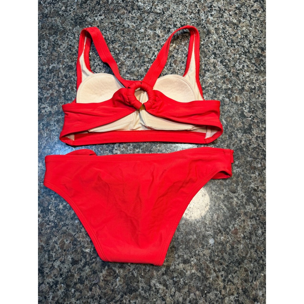Kona Sol Red Bikini Set O-Ring Back‎ Scoop Neck
